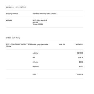 ALEXANDER WANG RECEIPT